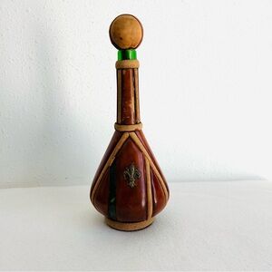 Vintage Italian Leather Wine Bottle Decanter